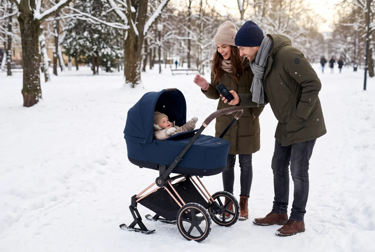 CYBEX e-Priam + Priam Lux Carry Cot + Priam Skis